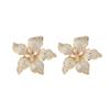 Jewelry Copper Bottom Gold-Plated Women'S Earrings Wind Exaggerated Flower Pendant Stud Earrings Set Full Of Diamonds