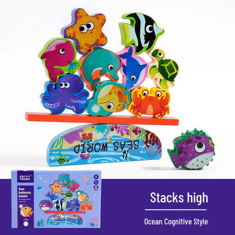 Wooden Animal Stacking Tower: Fun & Educational Balance Blocks for Kids