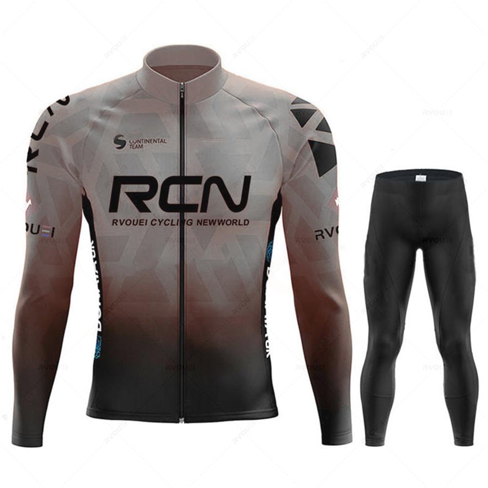 New 2026 Rcn Team Autumn Cycling Jersey Set Rvouei Men Long Sleeve Bicycle Clothing MTB Maillot Bike Uniform Bib Ropa Ciclismo