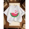 European Sizes Girls' Fashion Round Neck T-Shirt with Watermelon Print