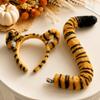 Cartoon Tiger Ears Headband With Tail Set Halloween Party Cosplay Costume Accessory Kids Adult