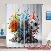 2pcs   2D FLAT PRINTING Curtains (Without Rod) Ball Explosion Pattern Popular Curtains Versatile 100% Polyester Curtains Festive