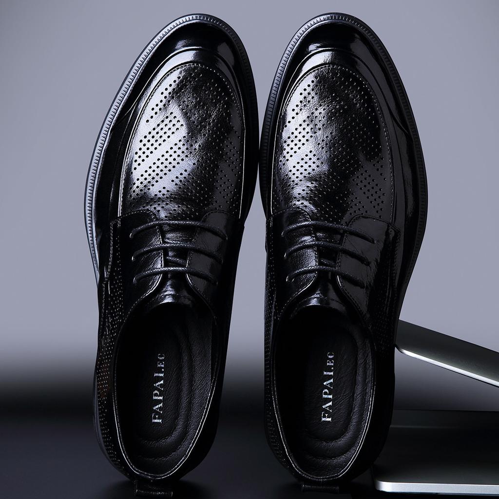 2025 summer hollow leather shoes high-end leather men's shoes first layer cowhide business casual leather shoes trend versatile