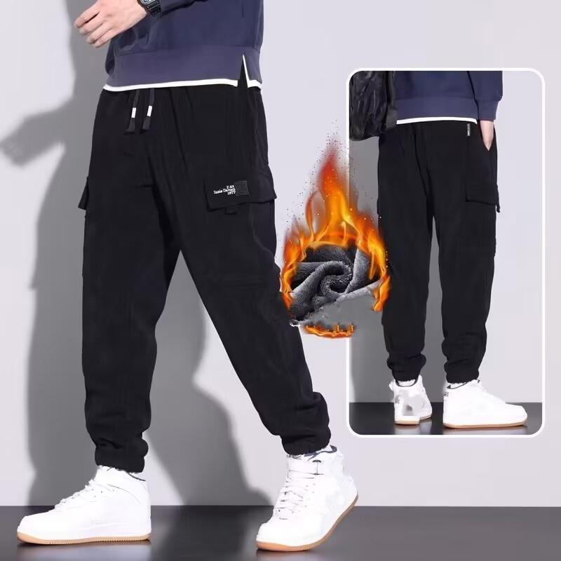 

Повседневные брюки мужские осенне-зимние плюс бархатные толстые спортивные брюки со шнурками Harlan Tooling Corduroy 5XL чёрный