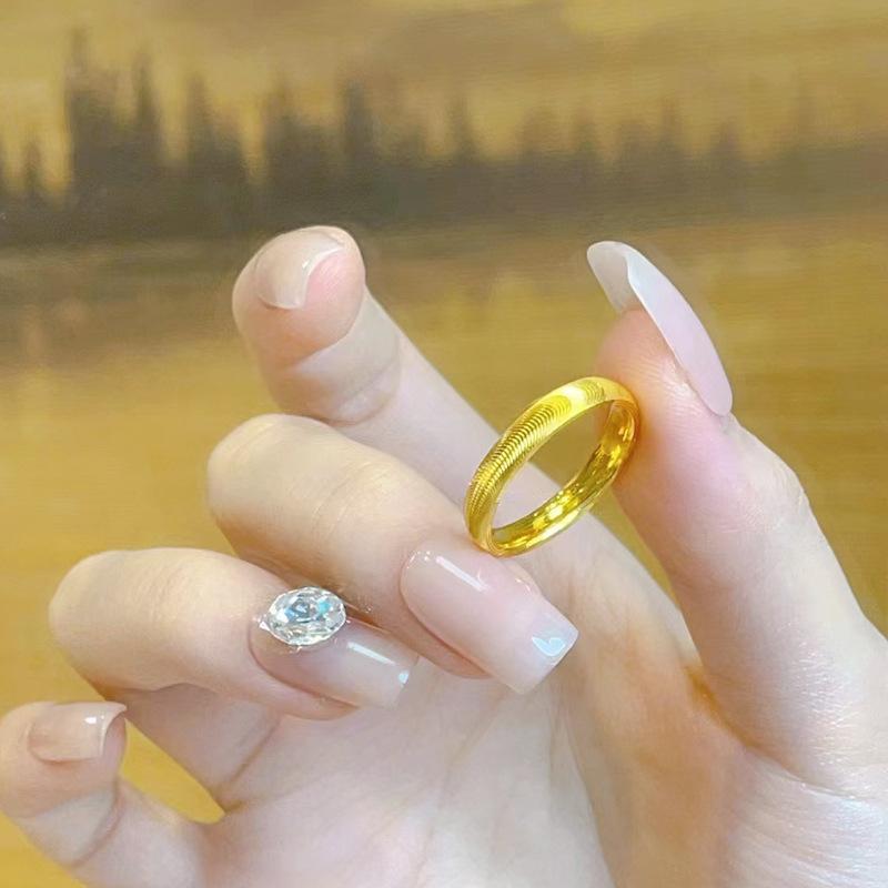 Cat s Eye Stone Gold Bracelet for Women, Imitation Solid Genuine Vietnamese Sand Gold, Light Luxury High-End Ring, Niche Design Cat s Eye Ring, US Size6N
