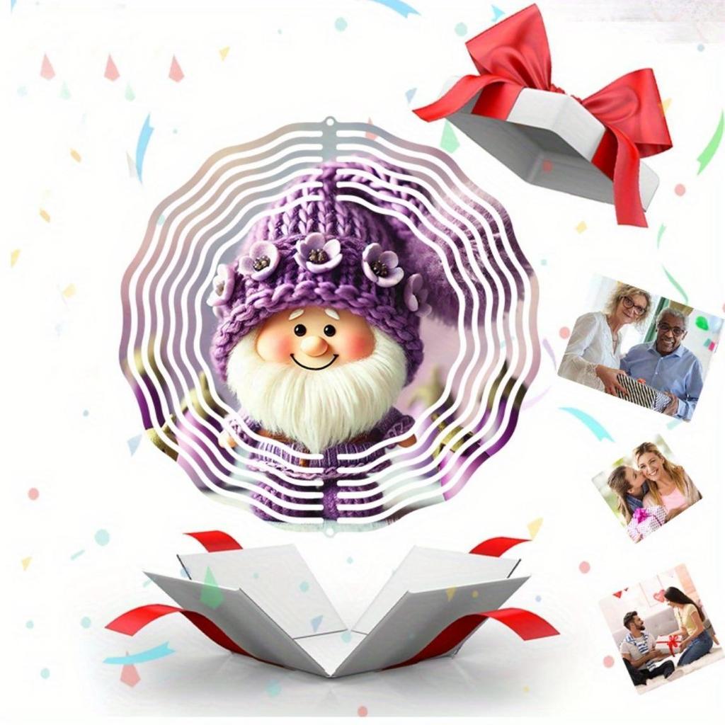 Metall Windspiel Aufhänger Outdoor Gartendekor mit Wichtel Tannenzapfen Schneeflocken für Veranda Hof Vogelabwehr Festliche Feiertags Weihnachtsdeko