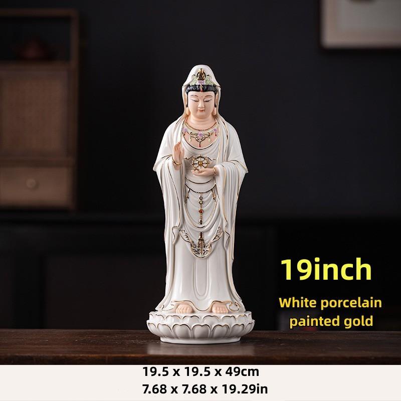 19inch Guanyin Bodhisattva Buddha Statues Ceramic Statues Avalokitesvara Buddha God HOME Shrine Altar FENG SHUI Statue