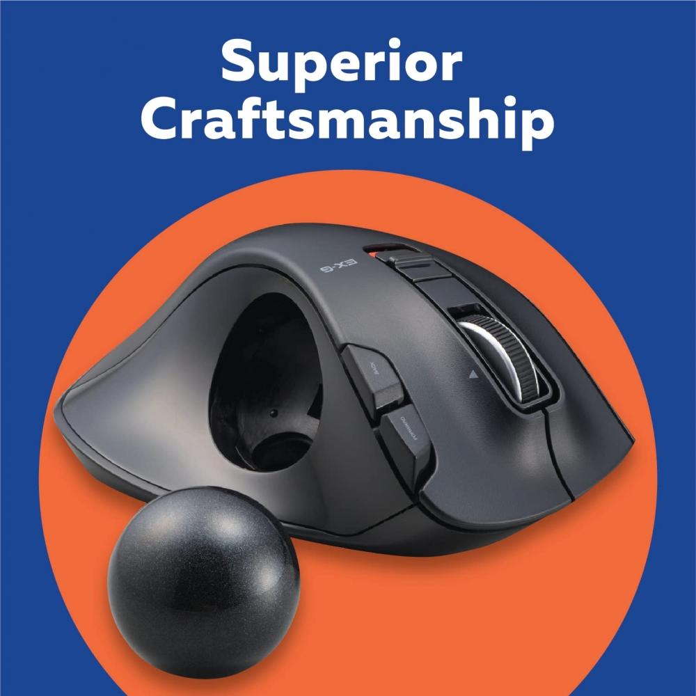 Elecom Maus Kabellos (Empfänger im Lieferumfang enthalten) Trackball Linksseitig 6 Tasten Schwarz M-XT4DRBK