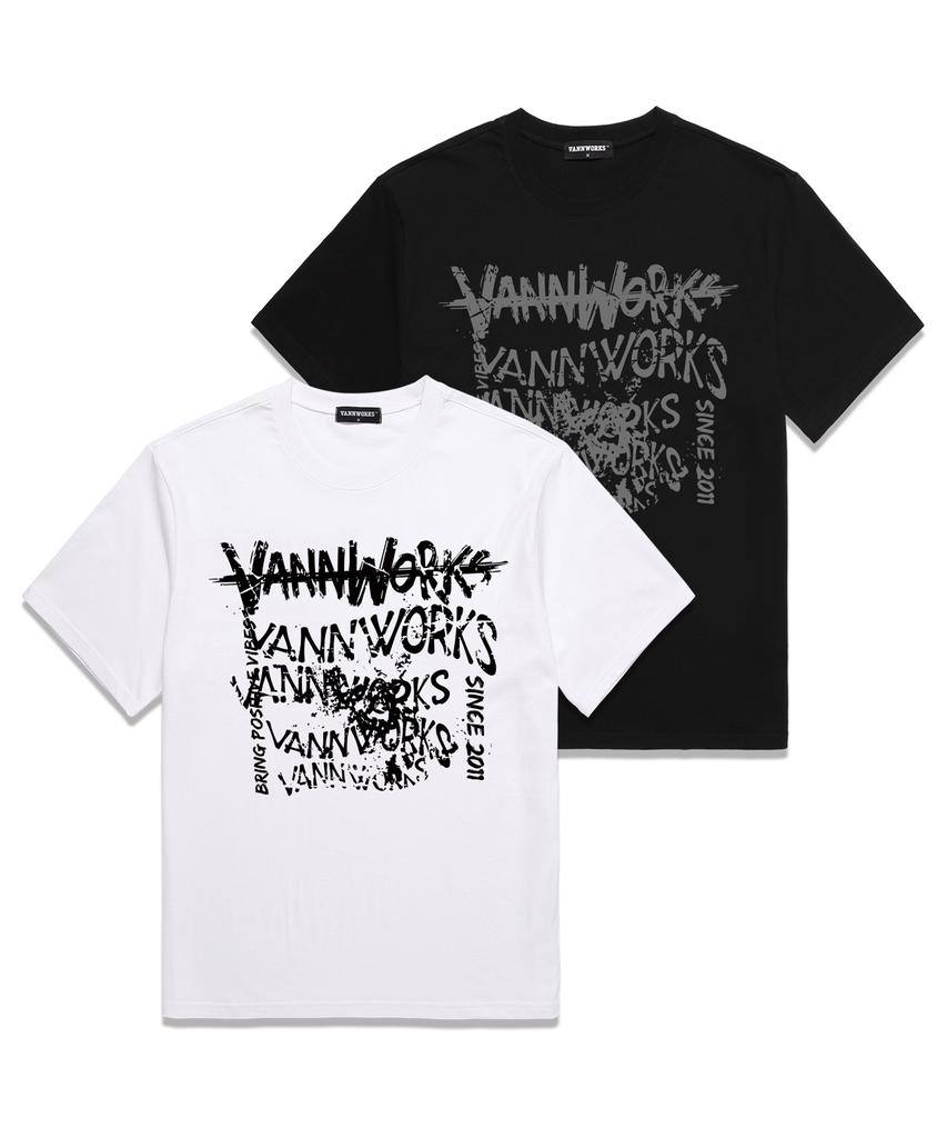 VANNWORKS Mess Logo Oversized Short Sleeve T-Shirt (Vs0082) Black