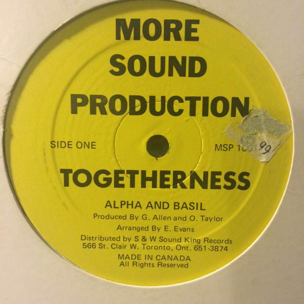 

12inch Record ALPHA BASIL Togetherness Version MSP1001 More Sound Prod Canada Reggae Ska Dub Used