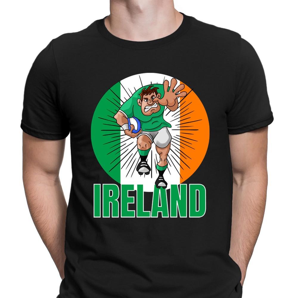 Funny Ireland Irish Flag Rugby Player Mens Womens Boys Girls T-Shirts Tee Top-SN