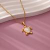 Stainless Steel Turtle Pendant Necklace Trendy Beads Chain Necklace Choker Necklace  Beach Outfit