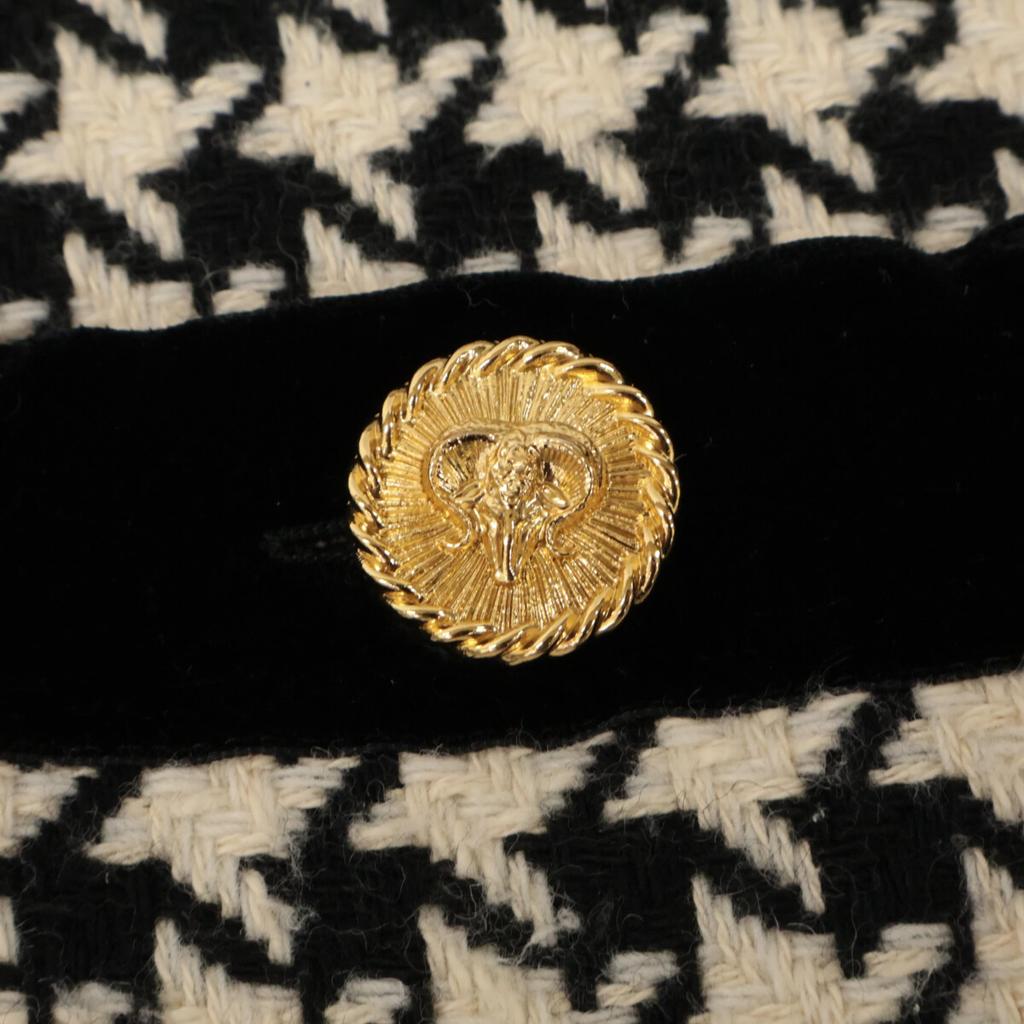 Gucci Excellent Condition Houndstooth with Gold Buttons Coat 38 White X blackUsed