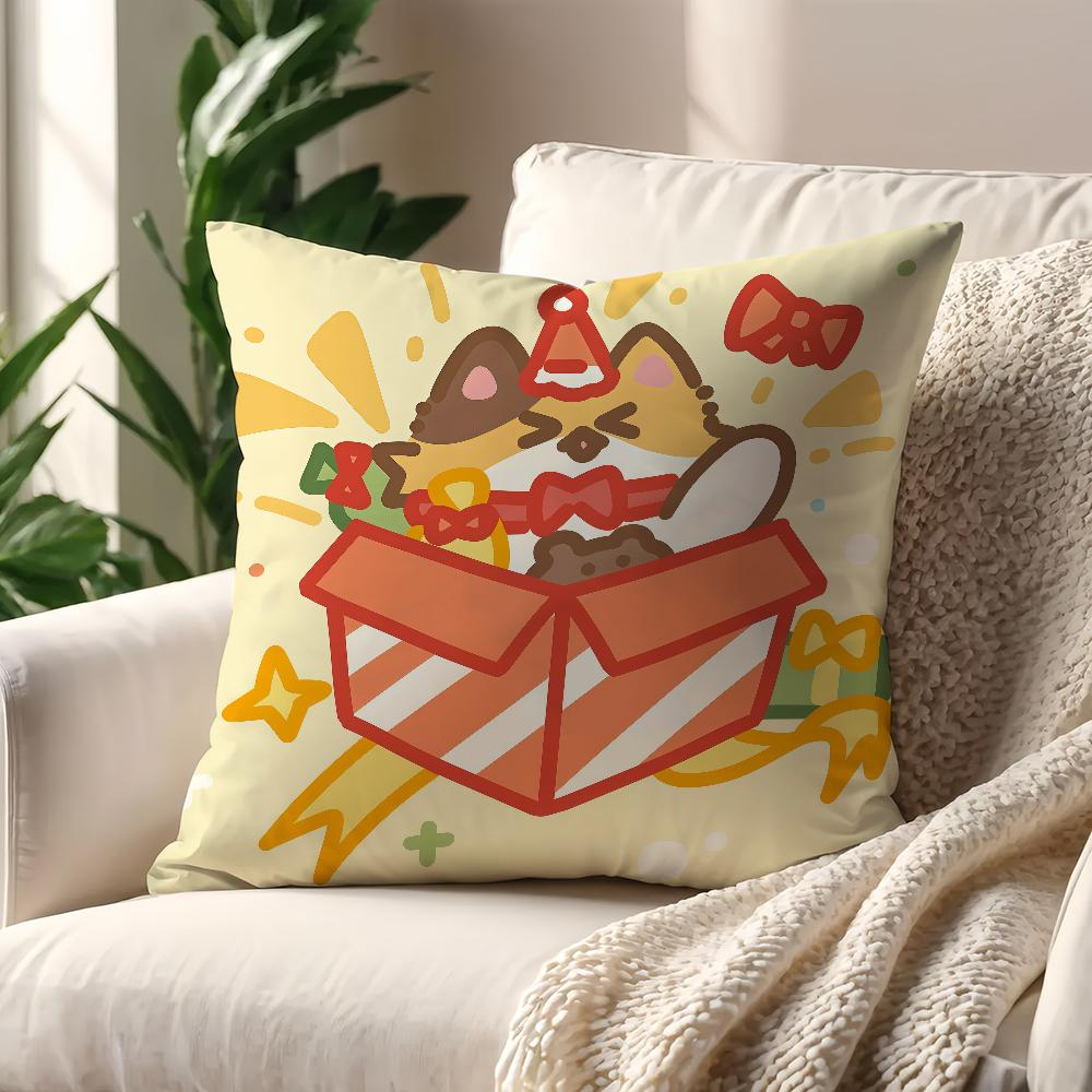 Christmas Cartoon Cat Gift cushion cover Pillow Cover Decoration Room Home Sofa living Office Car Nordic Simplicity