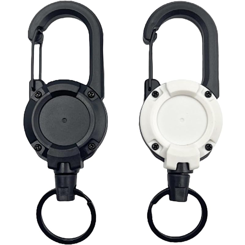 

[LeTradeJP] reel keychain 2 pieces Maximum 60cm extend reel strap metal wire powerful telescopic Multi-functional loss prevention hanging camp hiking