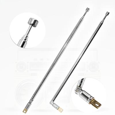 Telescopic FM Radio Antenna 4 Sections Chromium-plating Copper Antenna 360° Rotatable AM FM Radio Universal Antenna 45-450MHZ