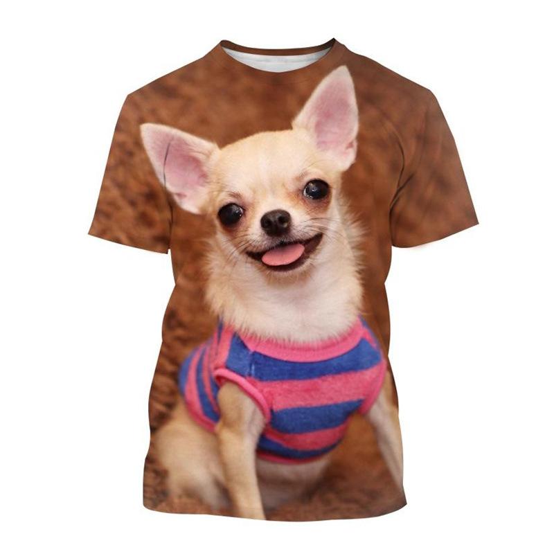 Summer Cute Pet Chihuahua 3D Printed T-shirt Men Women Animal Short Sleeve T-shirt Harajuku T-shirt