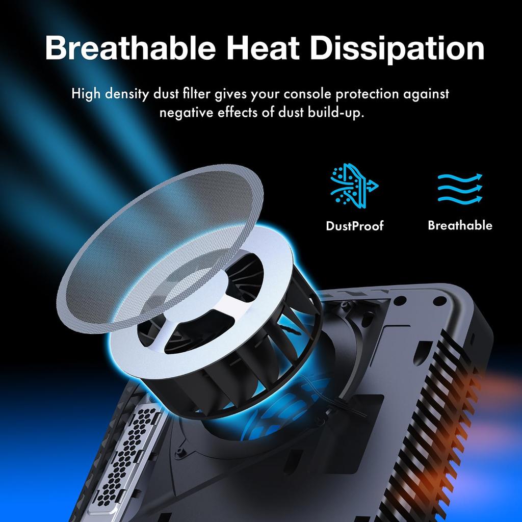 GRAUGEAR PS5 Dust Protector Cover Includes Dust Fan Dust and Silicone Dust Plug Set for Breathable Dustproof Dustproof Dust USB and Controller