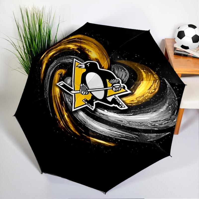Penguins Heart Logo Art Umbrella 8-Frame for Travel, Camping, Casual Lightweight Portable Umbrella, Essential for Every Family Holidays Gift
