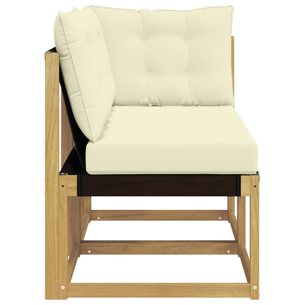 Outdoor Center and Corner Sofa with Cushions 2 Pieces White