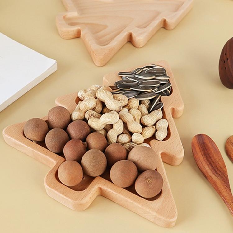 Wood Christmas Serving Plate Multipurpose Snacks Dessert Dish for Holiday Dining Festival Home Decoration Platter