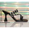 Fashion New Style Popular Gemstone Sexy and Fashionable Wine Glasses and Luxury Square-toed High-heeled Sandals for Women's Slippers