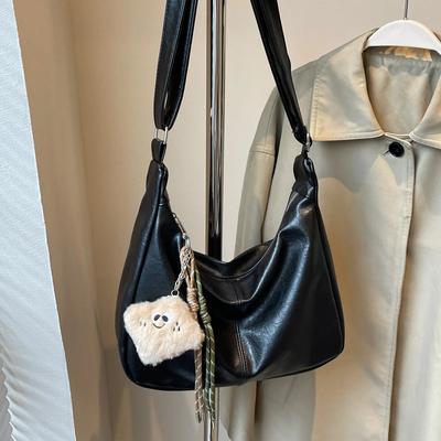PU Zipper Crossbody Bag  Monochromatic  Large Capacity  Popular Fashion Handbag  Soft Versatile  Trendy Shoulder Bag  High Quality