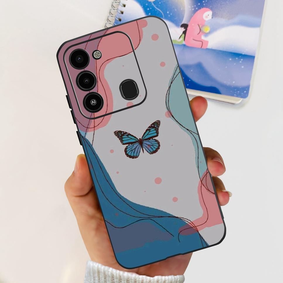 For Tecno Spark GO 2022 Case KG5 Soft Silicone Cute Cat Phone Cover For Tecno SparkGO 2022 6.52" Luxury Love Flower Cases Funda