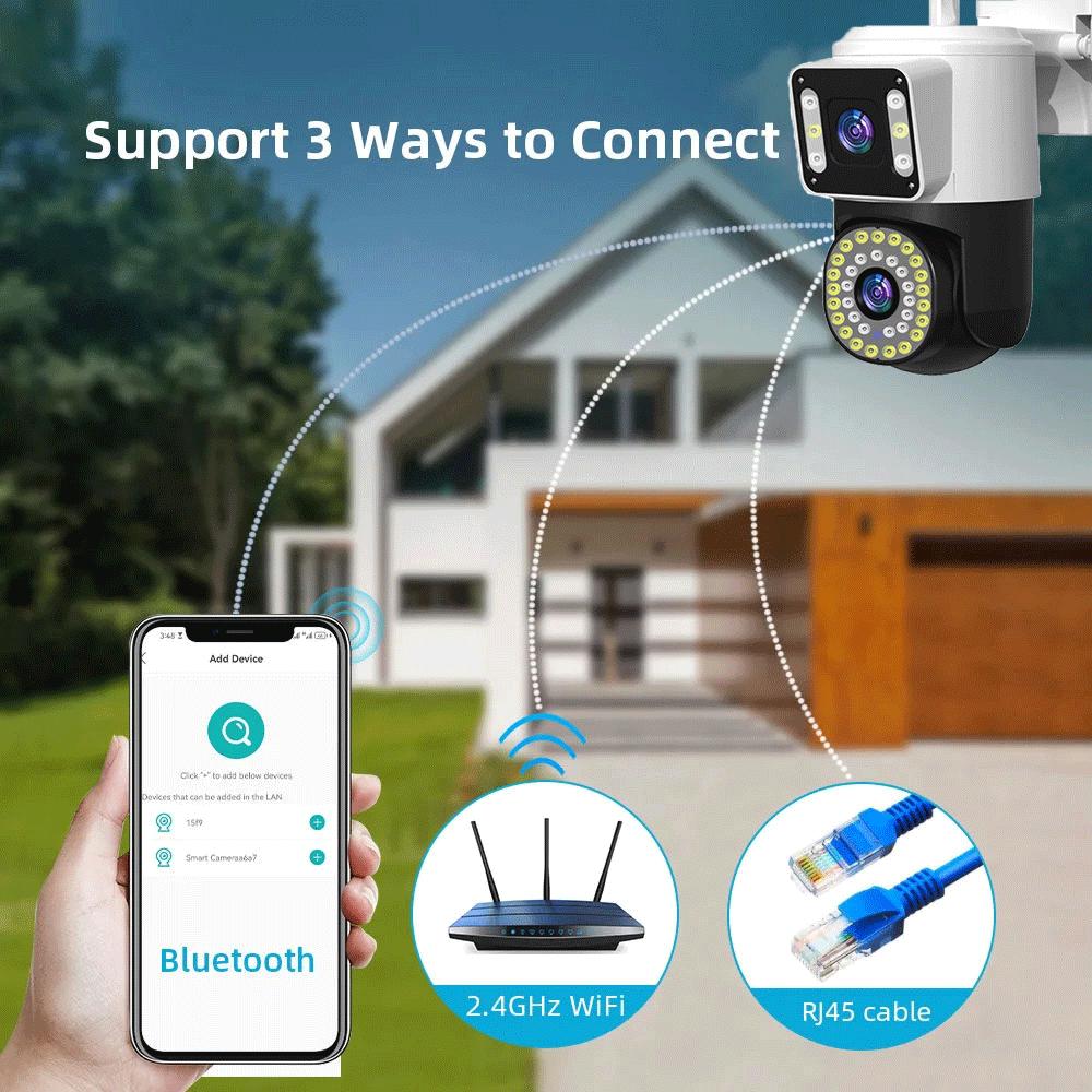 4K 8MP Wifi Surveillance Camera Tuya Dual Lens 10X Digital Zoom AI Human Detect Cam Wireless Outdoor Security PTZ IP Cameras