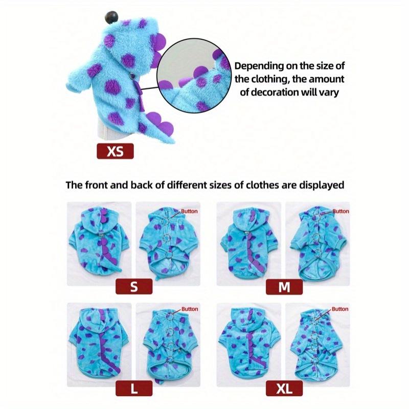 1 szt. Ubranka dla zwierząt dla kotów i psów, Uniwersalny strój z zaczepem na smycz, Urocza krótka bluza z kapturem w kształcie smoka z rogami dla małych psów - Kwiatowy Dinozaur