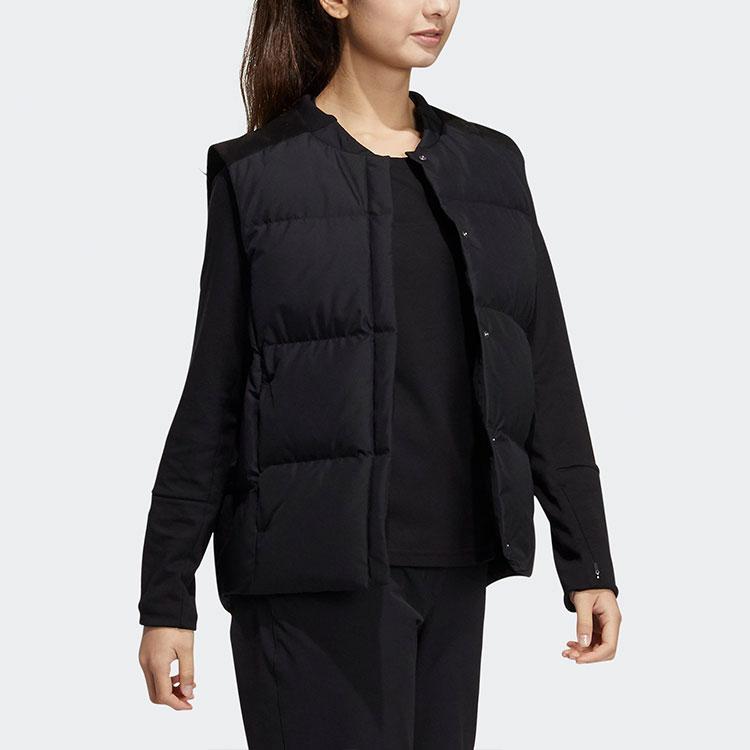 Adidas FW22 Solid Casual Down Vest Women Outerwear Black H23077