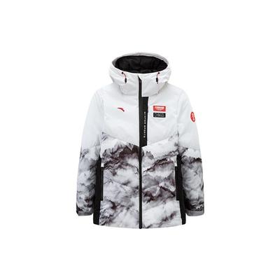 Outdoor Serie China Eis- und Schneelandschaft Druck Reißverschluss Kapuzen Daunenjacke Winter Damenjacke Weiß 162146908-1