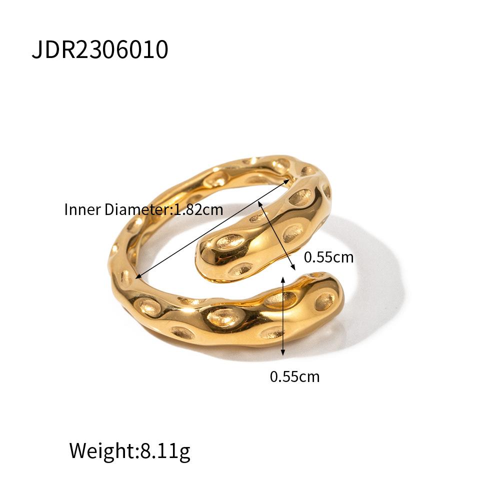INS French retro hammer ring fashion temperament titanium steel jewelry steel 18K gold hammer open ring