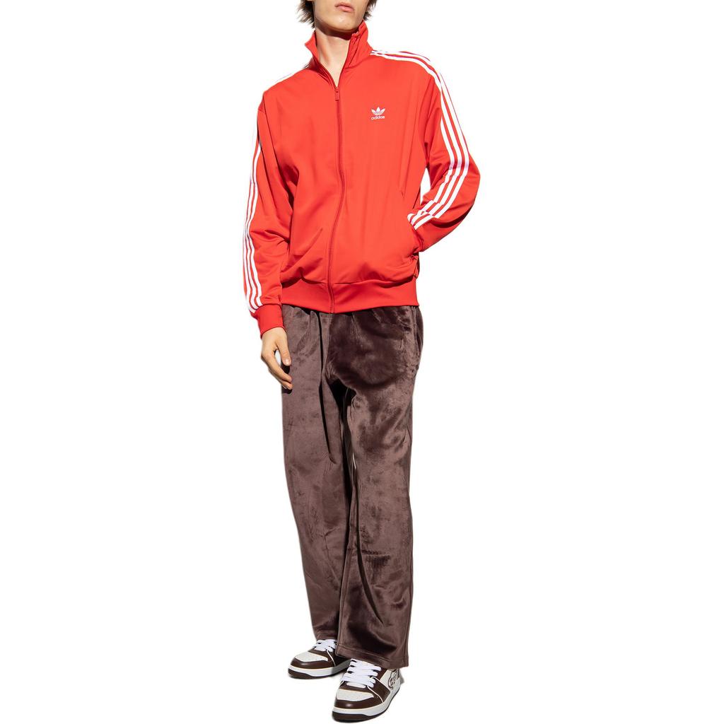 adidas Veste zippée à manches longues avec imprimé du logo à trois bandes Originals pour homme Veste Cramoisi IJ7060