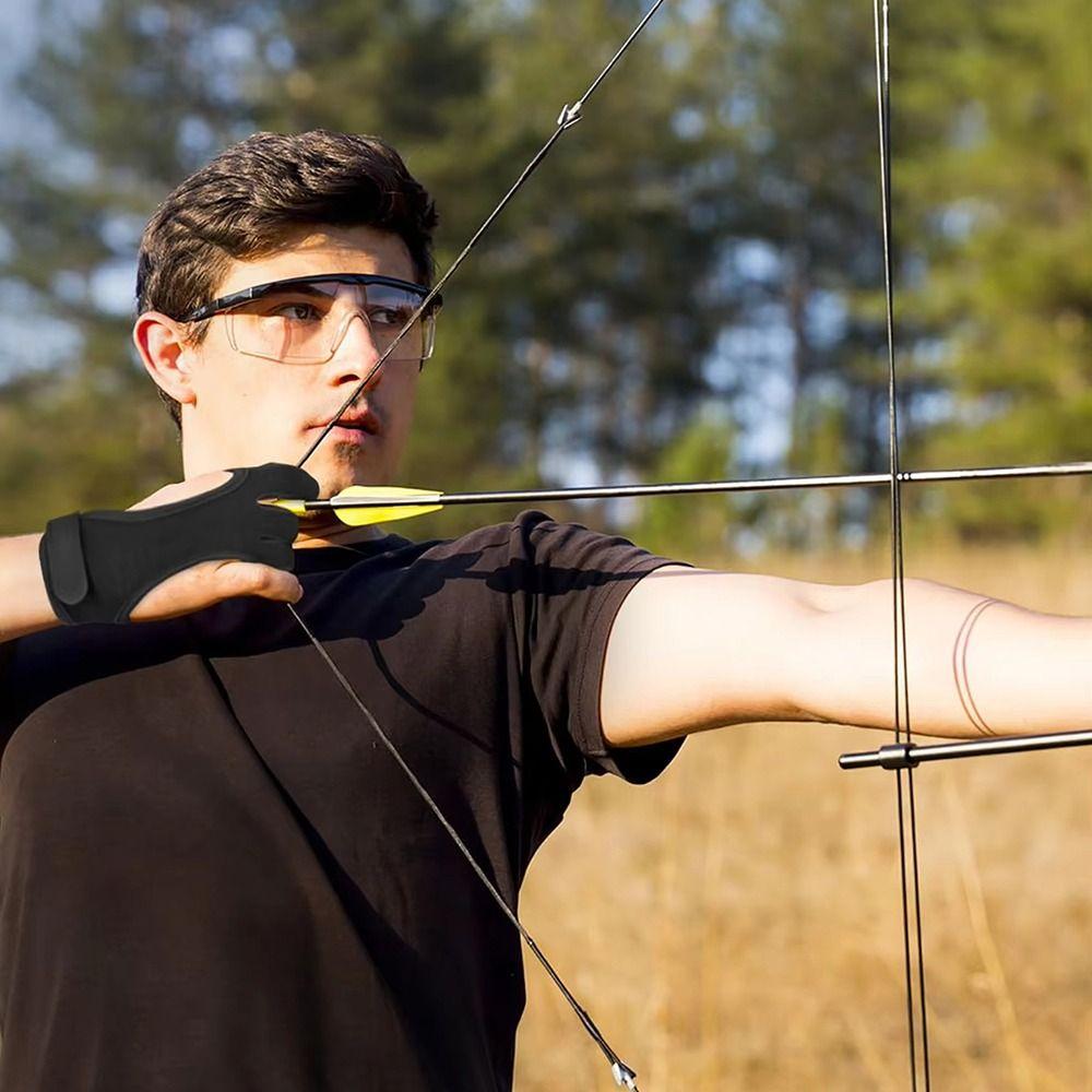 Leather Fingertip Three-Finger Gloves Breathable Shooting Hand Guard  Teenagers Use