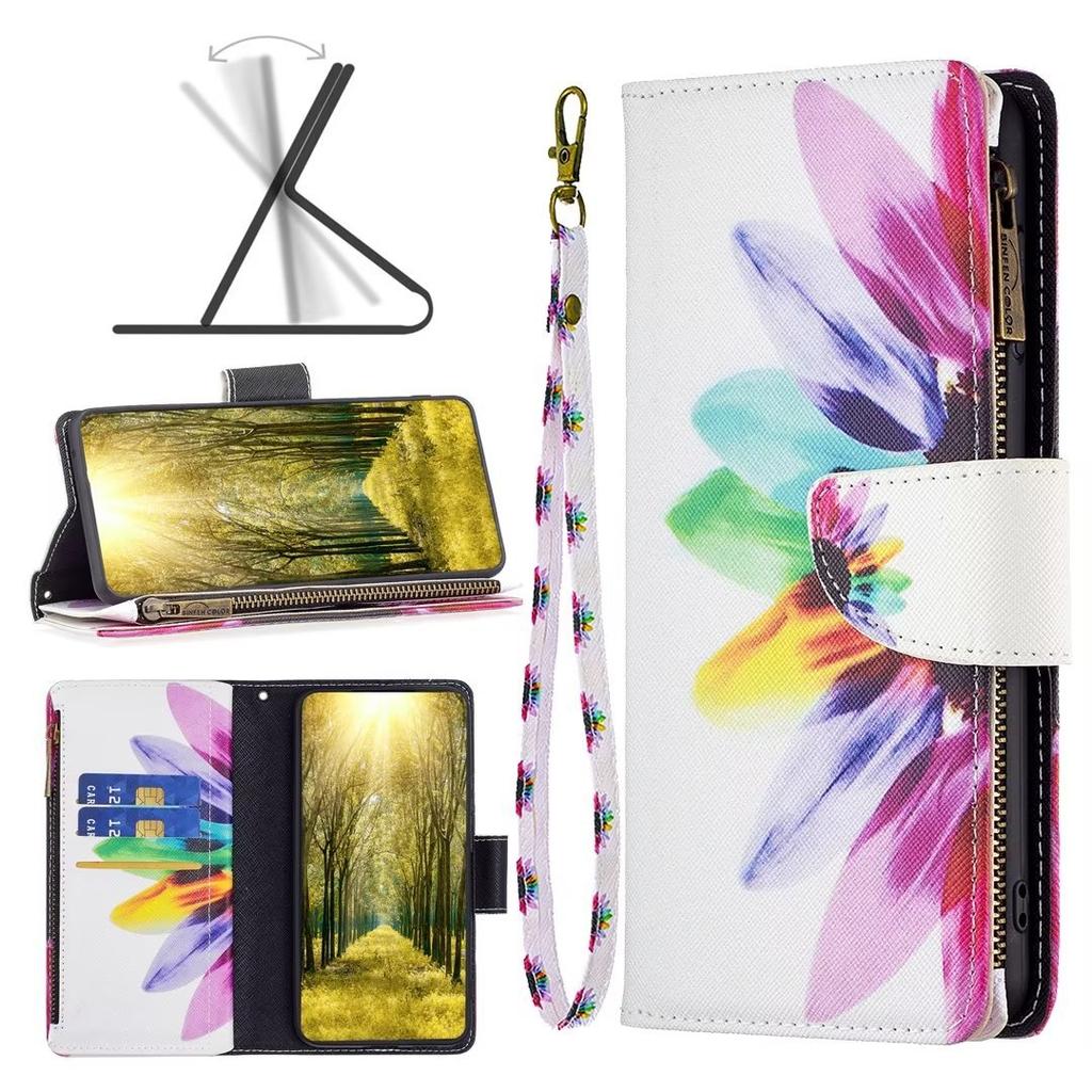 Applicable to Samsung S25 mobile phone leather case A34 painted zipper card wallet protective case Redmi Note12