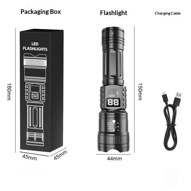 Super Bright Flashlight Rechargeable Led Torch Long Range Tactical Lamp For Outdoor Waterproof Camping Fishing Lantern