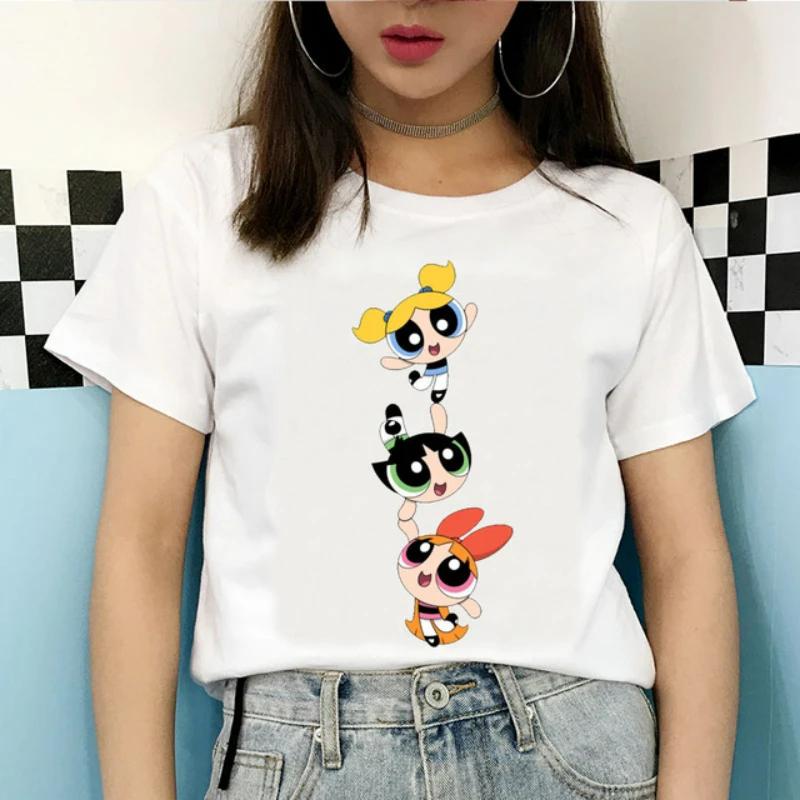 Kawaii The Powerpuff Girls Cartoon Graphic T Shirts Shirt Gift Tshirt Men Women Unisex Tee Short Sleeve Clothes Summer Y2k Tops