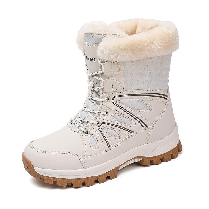 New Outdoor Travel Sports Large Size Snow Boots Winter Fleece Warm Medium Boots Ski Hiking Shoes