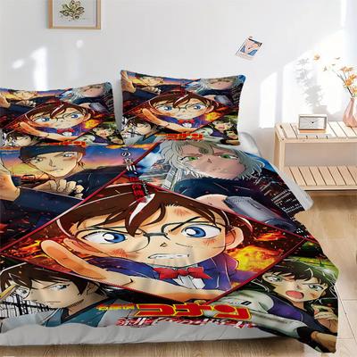 3pc Detective Conan Bedding Set Guest Room Bedroom Decor Christmas Halloween Decor Gifts- All Seasons (No Insert)a1013092