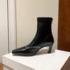 Fashion New Cowhide/suede 6.5cm High Heel Elastic Slimming Boots Autumn Winter Women Pearl/Rivet Style Fashion Ankle Boots Size 34-42