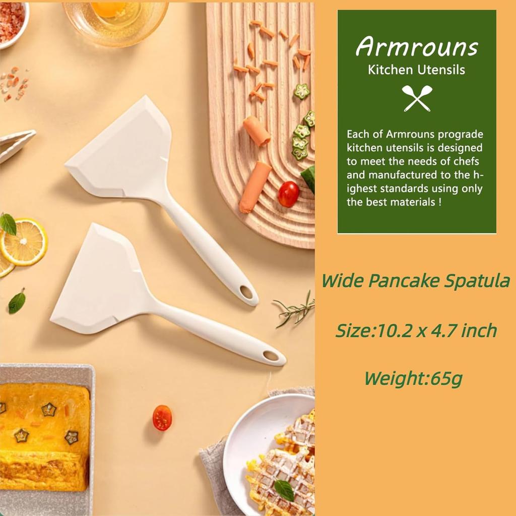 Silicone Wide Pancake Spatula Turner, Heat Resistant flipper Spatulas for Cooking, Pancake, Pizza, Omelet.