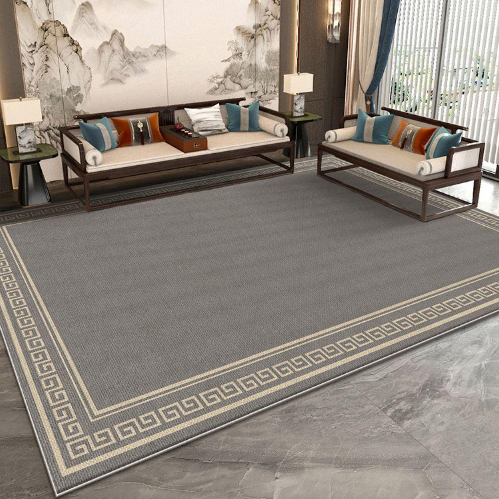 Luxury-lite New Chinese-style Plush Carpet for Tea Table, Waterproof, Stain-resistant and Easy to Clean, Bedroom Floor Mat