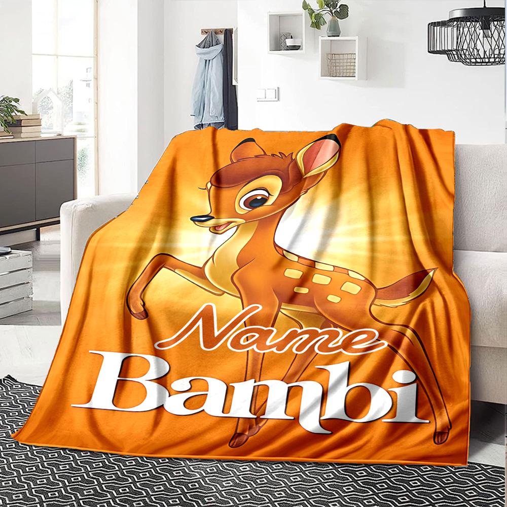Custom Name Bambi Butterfly Adventure Flannel Blanket For Super Soft Cute Comfort Blanket For Travel Bedding Couch Sofa Blanket