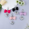 Chic Ripple Heart Bow Keychain Accessory Heart Wave Bowknot Keychain Pendant Elegant Keyrings for Daily and Party Use