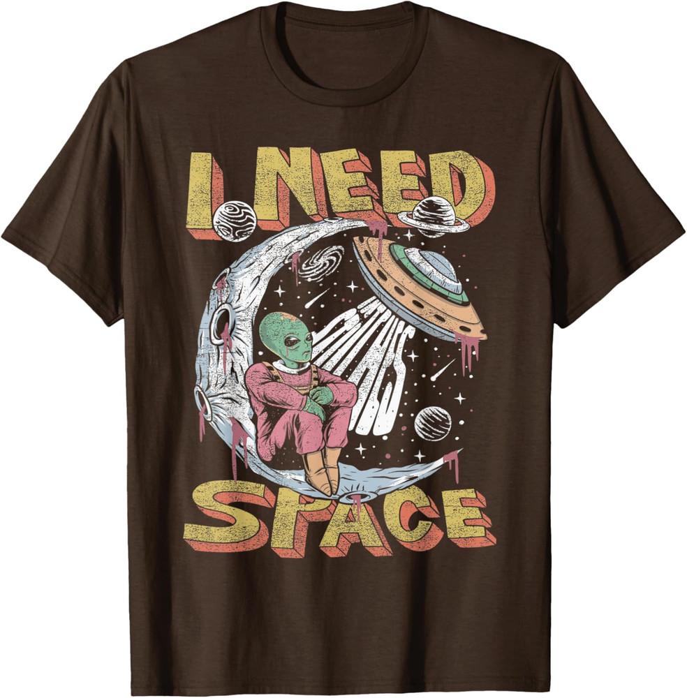 

Funny Alien I Need Space Retro Graphic Tee Vintage Unisex T-Shirt 2XL