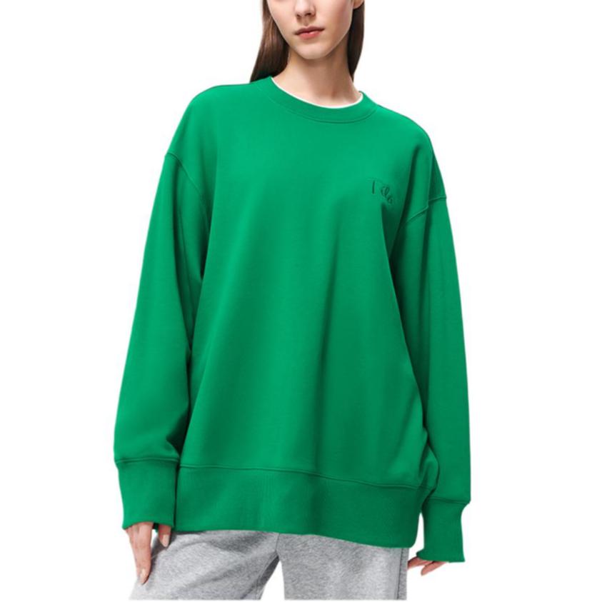 FILA Solid Color Letter Logo Embroidered Fashion Simple Round Neck Long Sleeve Sweatshirt Unisex sweatshirt Lake-Green F11U248201F-GN