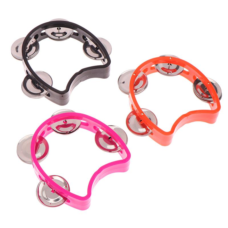 Kindergarten Hand-Held Tambourine Metal Bells Plastic Rattle Ball Percussion Ktv Party Kids Game Toy Musical Instrument