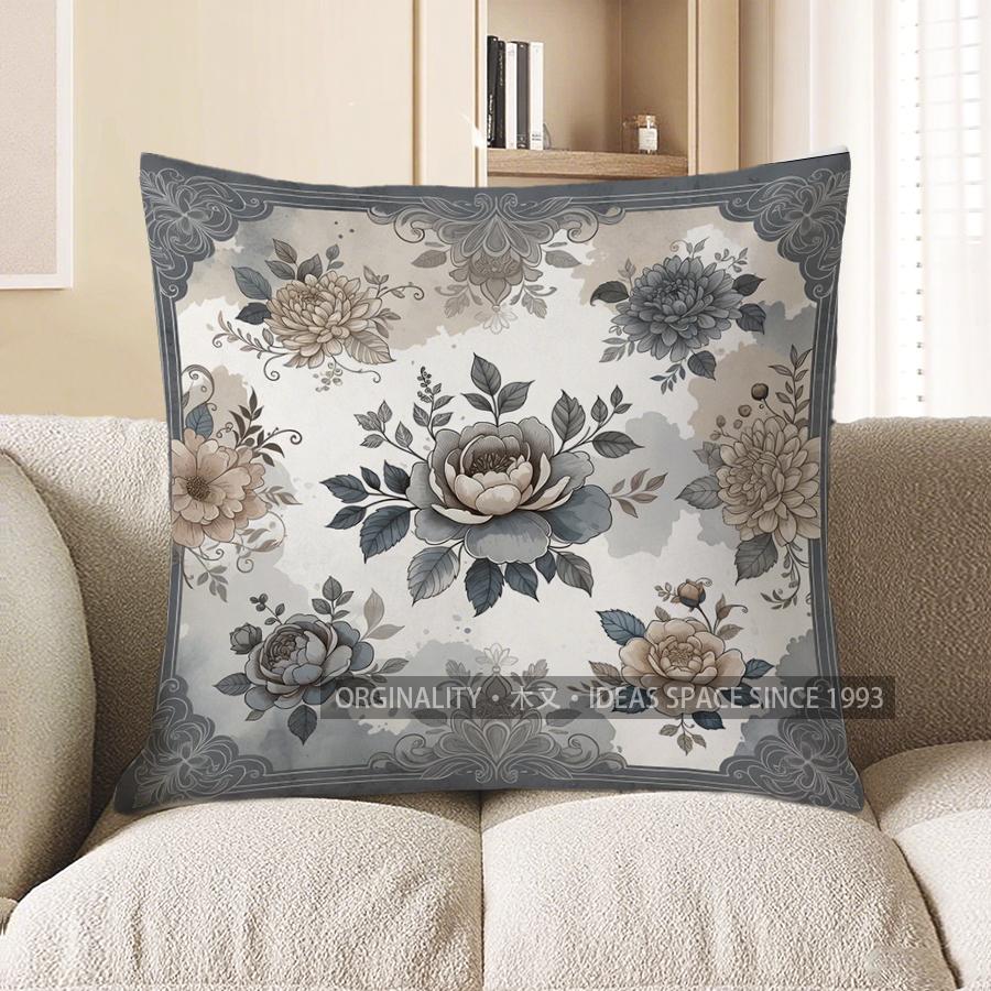 2D Floral Patterned Cushion Covers For Decor Pattern Cushion Cover Suitable For Sofa Bedroom Car Pillow Cover