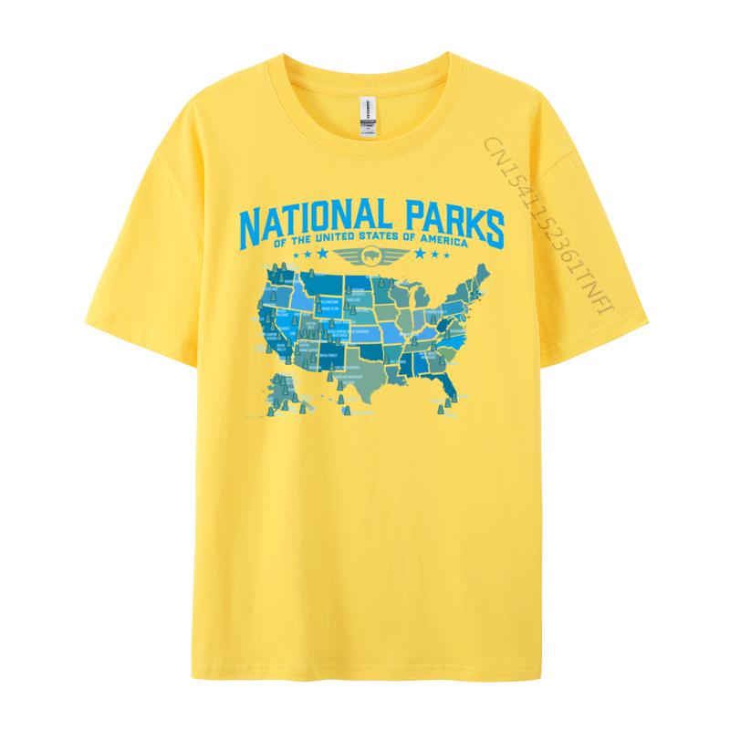 Unisex TShirt All Us National Parks Map Camping 80s Summer Tops Shirt Print Tops Tees Fitted Printed On Tshirts Wholesale